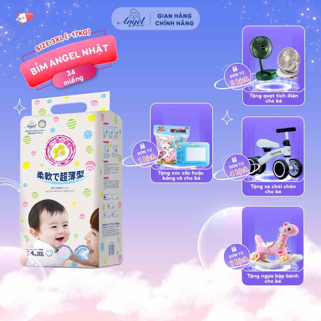 [Mã BMLTB35 giảm đến 35K đơn 99K] Bỉm Quần ANGEL Nhật Bản Size XXXL34