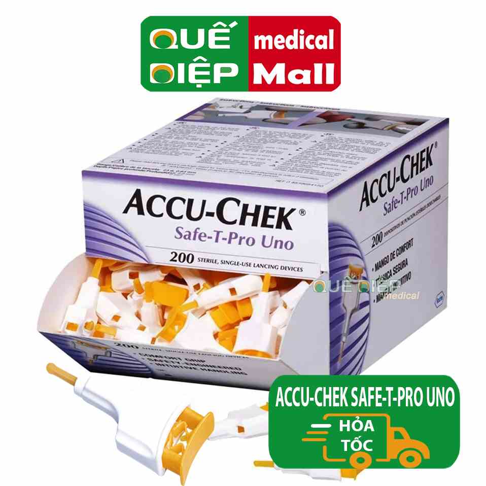 ACCU-CHEK SAFE-T-PRO UNO - Thiết bị lấy máu PRO UNO không đau, kim cho máy thử đường huyết Accu chek, OneTouch, Contour,