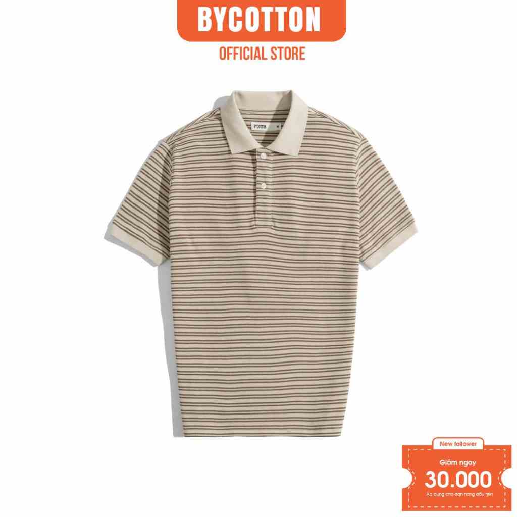 [Mã BYCO18KEY giảm 100K đơn 0K] Áo Thun Nam Polo Sọc Begie Nhí By Cotton