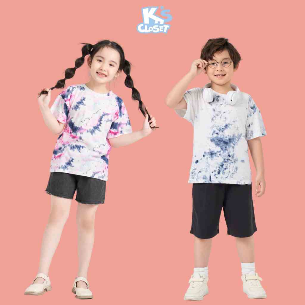 Áo phông trẻ em KS CLOSEST hoạ tiết màu loang tie dye chất mềm mịn, kiểu dáng năng động KT29TWS/ OL03THS