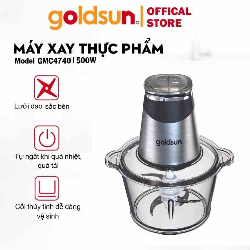 Máy xay thịt Goldsun GMC4740 500W 2L lưới dao 4 cánh inox 304 ko gỉ