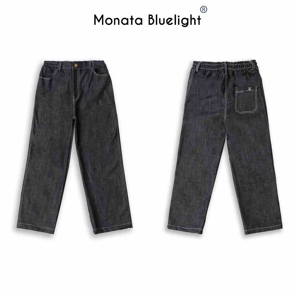 [Mua 2 giảm 7%] MONATA BLUELIGHT Denim Pants - Quần Jeans unisex ống suông rộng