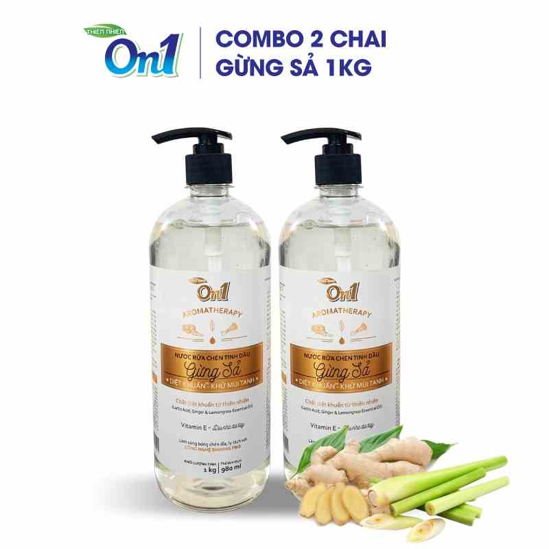 [Mã BMLTA35 giảm đến 35K đơn 99K] COMBO 2 chai nước rửa chén ON1 tinh dầu gừng sả (2 chai x 1kg) N5503