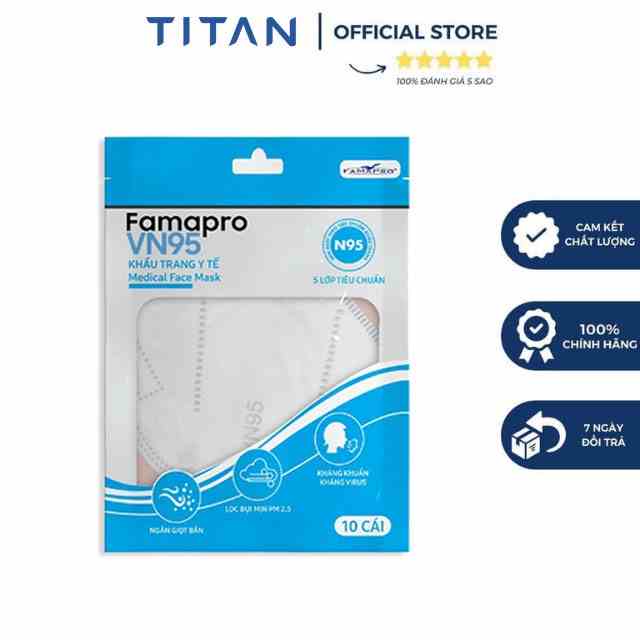 Túi khẩu trang Vn95 FAMAPRO 5 lớp kháng khuẩn( 10 cái/ túi)