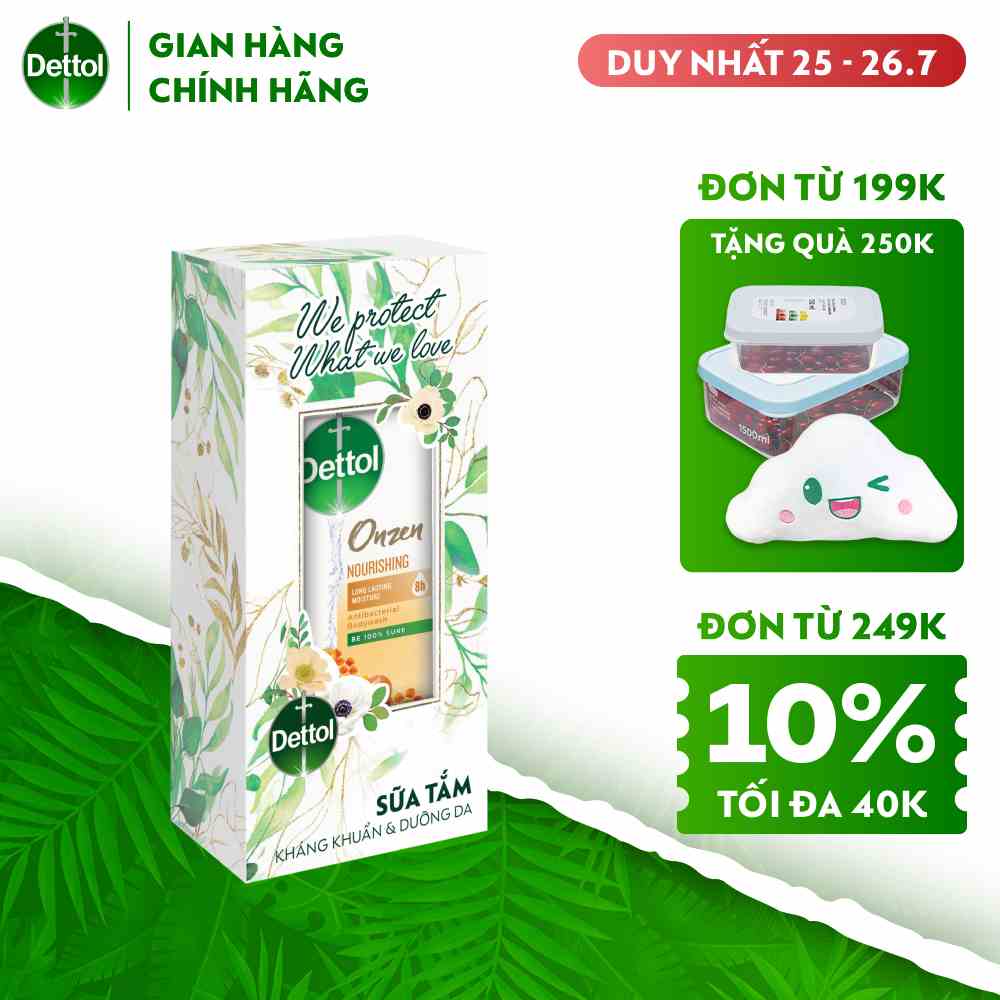 [NHẬP MÃ DET620 GIẢM 12%] [Hộp quà] Sữa tắm Dettol kháng khuẩn và dưỡng thể – Chai 950g