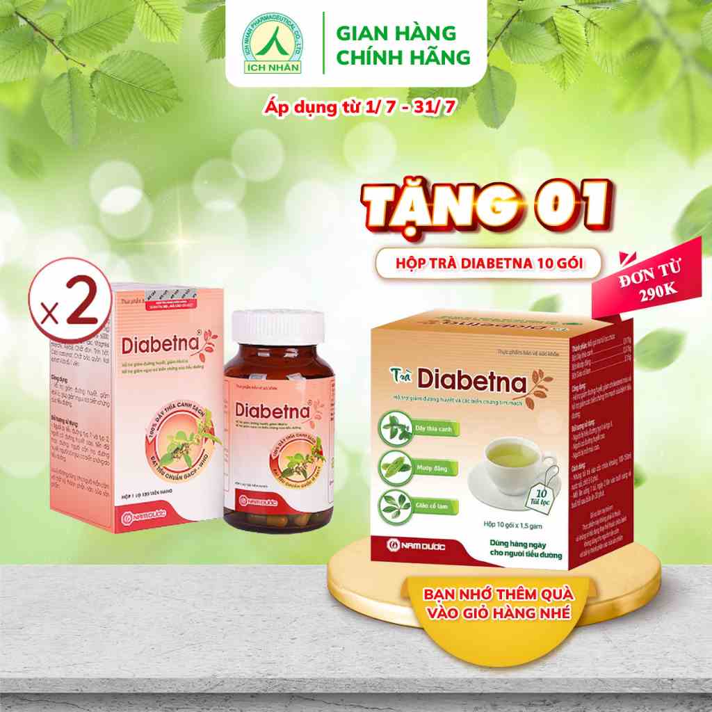 Combo 2 lọ viên uống dây thìa canh Diabetna Ích Nhân dành cho người tiểu đường giúp ổn định đư