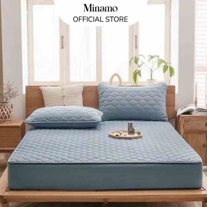 Bộ Vỏ Ga Gối Chống Thấm Cotton Đũi Trần Bông Minamo A09 Cao Cấp, Nhiều Màu, Thoáng Mát, Không Bai Xù, Không Xột Xoạt