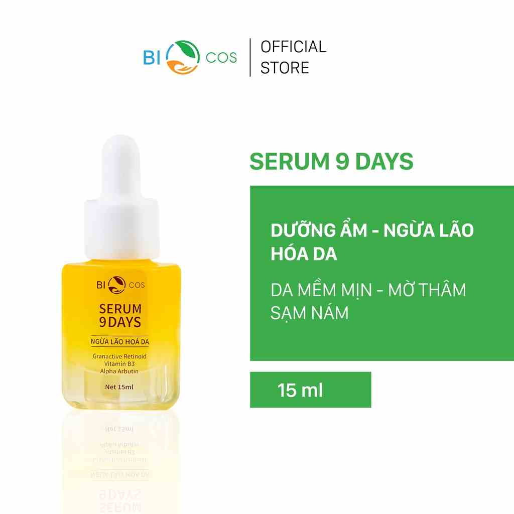 Serum 9DAYS Ngừa Lão Hóa Da BIOCOS 15ml - Dưỡng Ẩm, Giảm Nhăn, Mờ Thâm Nám