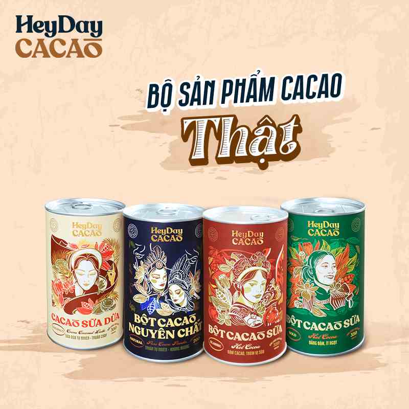 [Mã BMLTA35 giảm đến 35K đơn 99K] Bộ sản phẩm cacao “Thật” - Natural, Bold, Classic, Sữa dừa - Heydaycacao