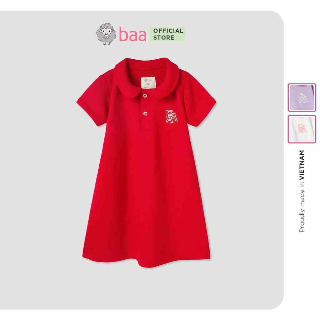 Đầm bé gái cotton thêu logo, đầm polo cho bé gái từ 1 tuổi - 7 tuổi Baa Baby - GT-AD43N-01