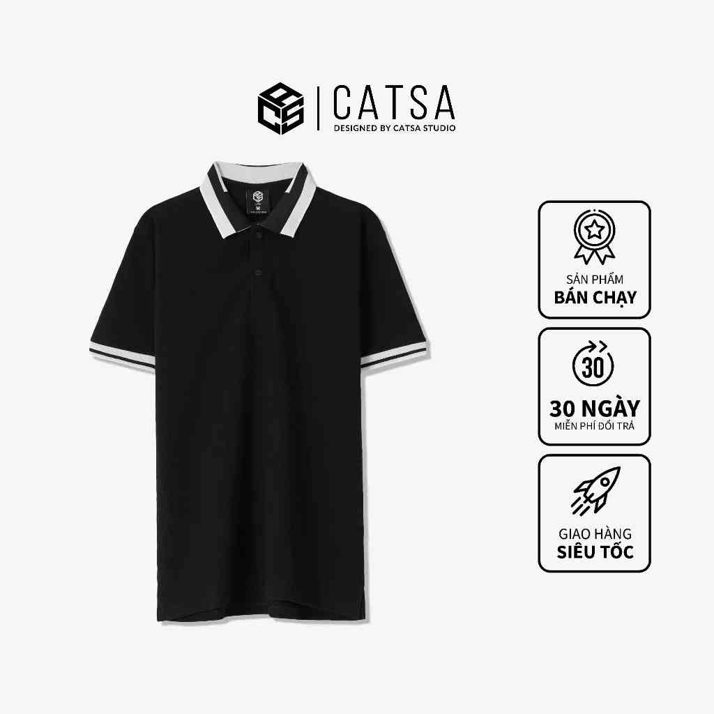 Áo polo nam có cổ thun Cotton cao cấp, mềm mại, thoáng mát CATSA ATP322