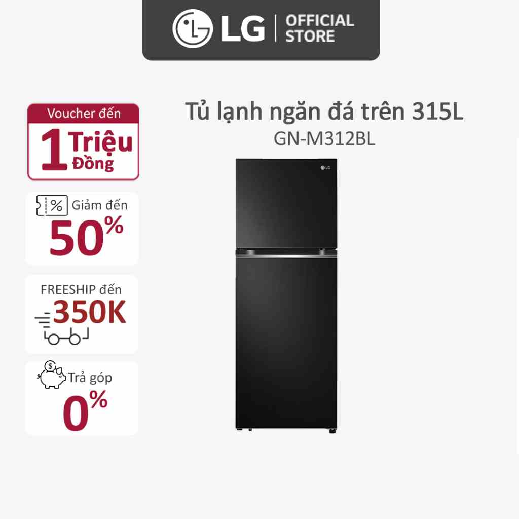 [Mã ELRE20 giảm 20% tối đa 2TR] Tủ Lạnh LG Smart Inverter 315 Lít GN-M312BL (Đen)