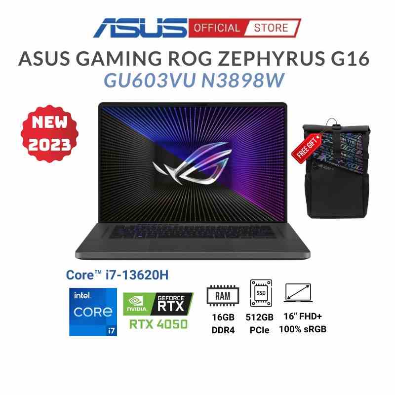 [Mã BMLTB35 giảm đến 35K đơn 99K] Laptop Asus Gaming ROG Zephyrus G16 GU603VU N3898W (Core i7-13620H & RTX 4050 6GB)