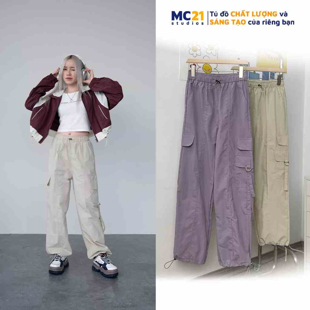 Quần túi hộp cargo MC21.STUDIOS chất gió unisex lưng cao cạp chun bigsize Ulzzang Streetwear Hàn Quốc pants Q3608