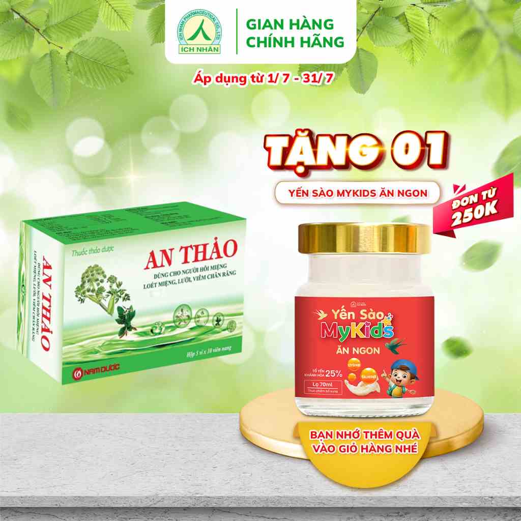 Viên Uống Thảo Dược An Thảo Hỗ Trợ Giảm Nhiệt Miệng, Thanh Vị, Giải Độc, Tiêu Viêm Hộp 50 Viên AT1