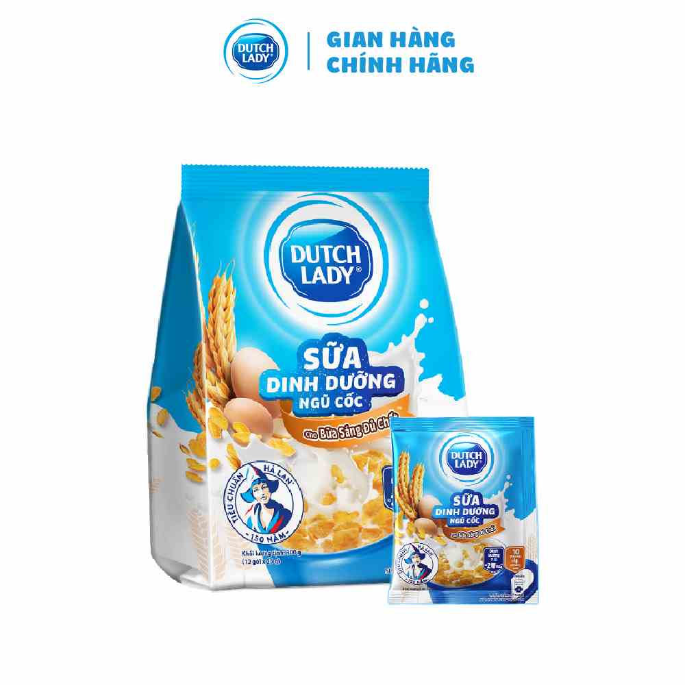 Túi 12 Gói Sữa Dinh Dưỡng + Ngũ Cốc Cô Gái Hà Lan (gói 300g)