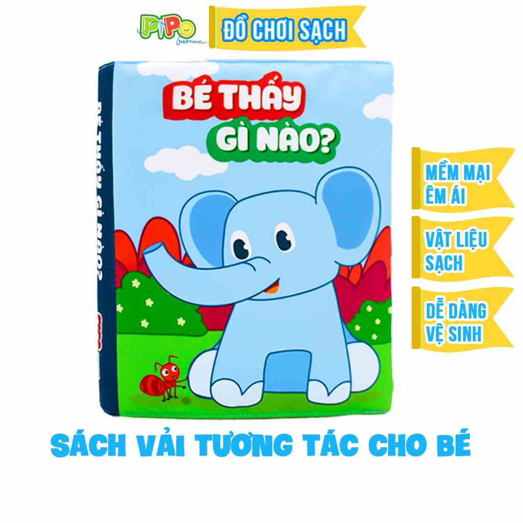 [Mã BMLTA35 giảm đến 35K đơn 99K] Sách vải tương tác Pipo - Bé thấy gì nào