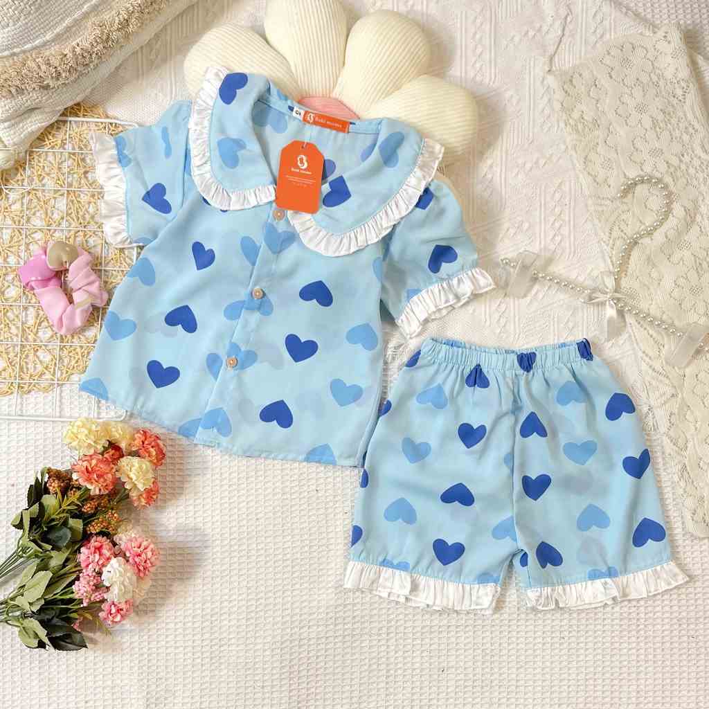 [Mã BMLT35 giảm đến 35K đơn 99K] Bộ Quần Áo Ngủ Pijama Cộc Cổ Bèo Lụa Mango Tay Bồng Dành Cho Bé Gái - BPN38 - Babi mama