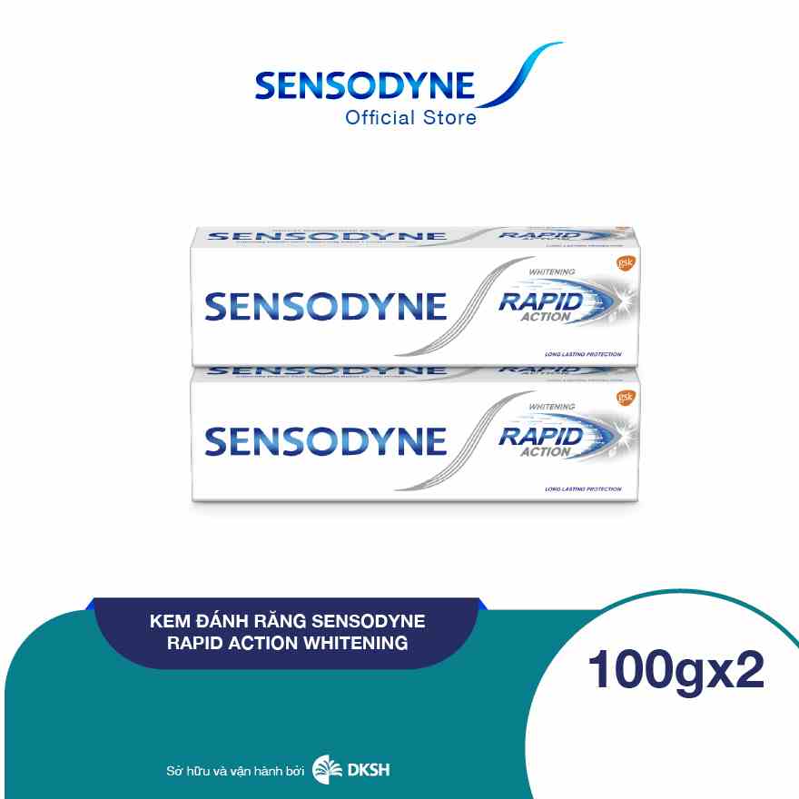 Bộ 2 Kem đánh răng giảm ê buốt Sensodyne Rapid Action Whitening 100g/tuýp giảm ê buốt nhanh và làm trắng răng tự nhiên