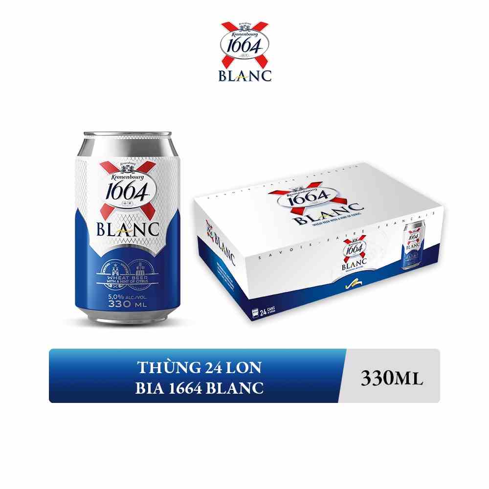 Combo 02 Thùng Bia Kronenbourg 1664 Blanc - Thùng 24 lon 330ml