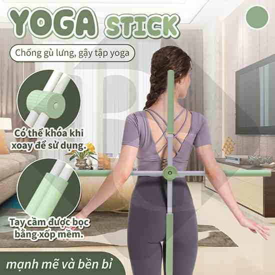 {GREEN} -BG-Gậy Tập Lưng, Vai, Chống Gù, Gậy Tập Yoga Gậy Chống Gù Lưng Tập Yoga Bằng Thép Không Gỉ