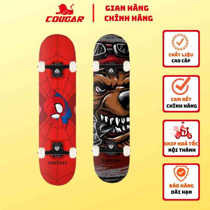 Ván Trượt Cougar- Skateboard Centosy B Chính Hãng,Gỗ Ép 7 Lớp, Phù Hợp Cho Người Mới Chơi