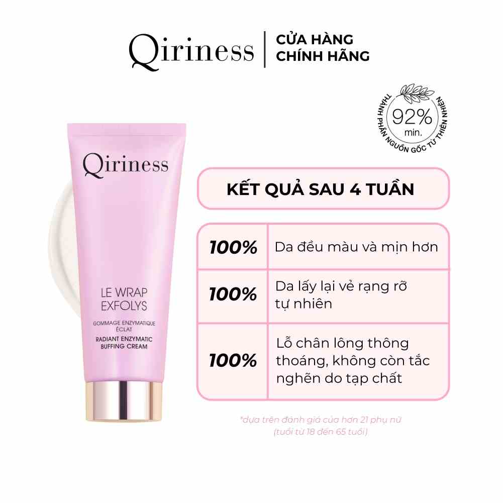 Kem tẩy da chết sinh học dịu nhẹ cải thiện bề mặt da và cho da rạng rỡ Qiriness Radiant Enzymatic Buffing Cream 75ml