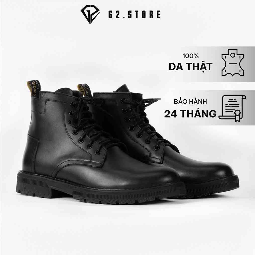 Boot cổ cao G2 Combat boot đế cao 5,5cm, Giày bốt chiến binh bằng da bò nappa cao cấp bảo hành 24 tháng