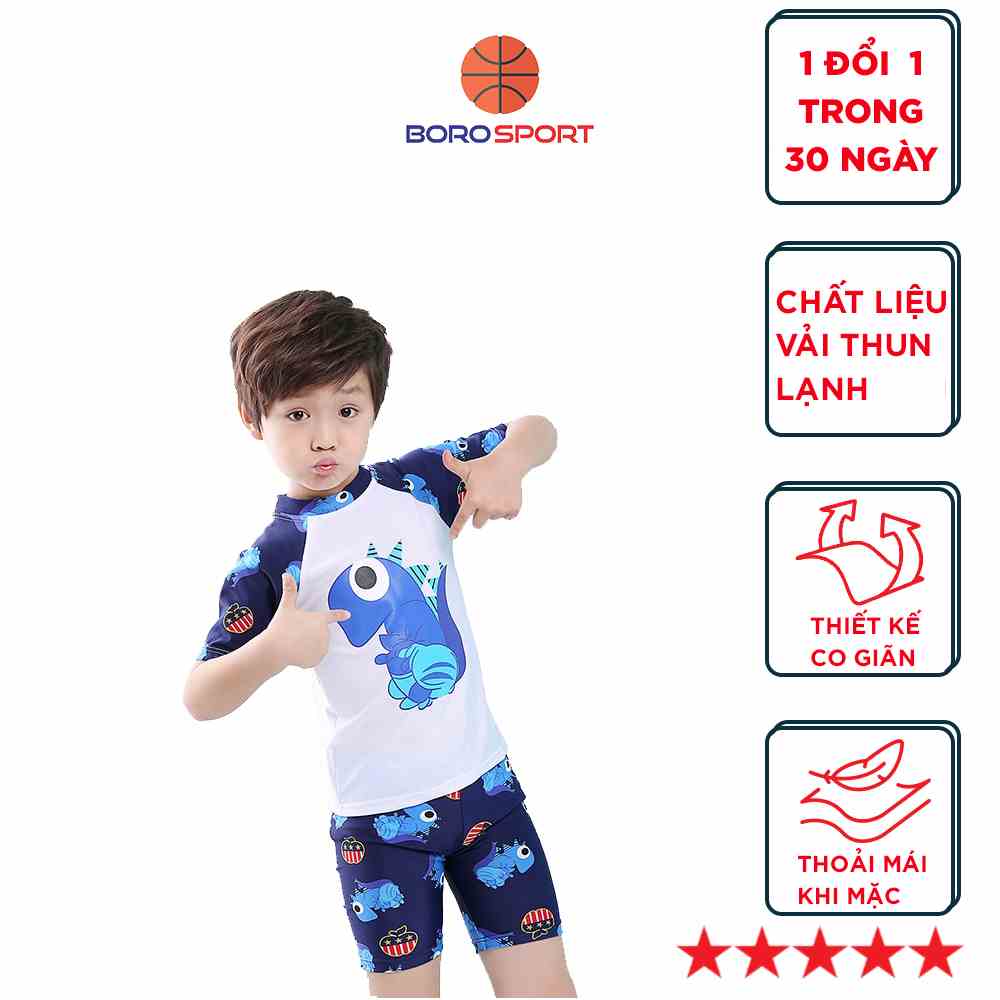 Bộ đồ bơi khủng long dành cho bé trai CLEACCO cao từ 85cm đến 125cm chất vải polyeste BORO SPORT