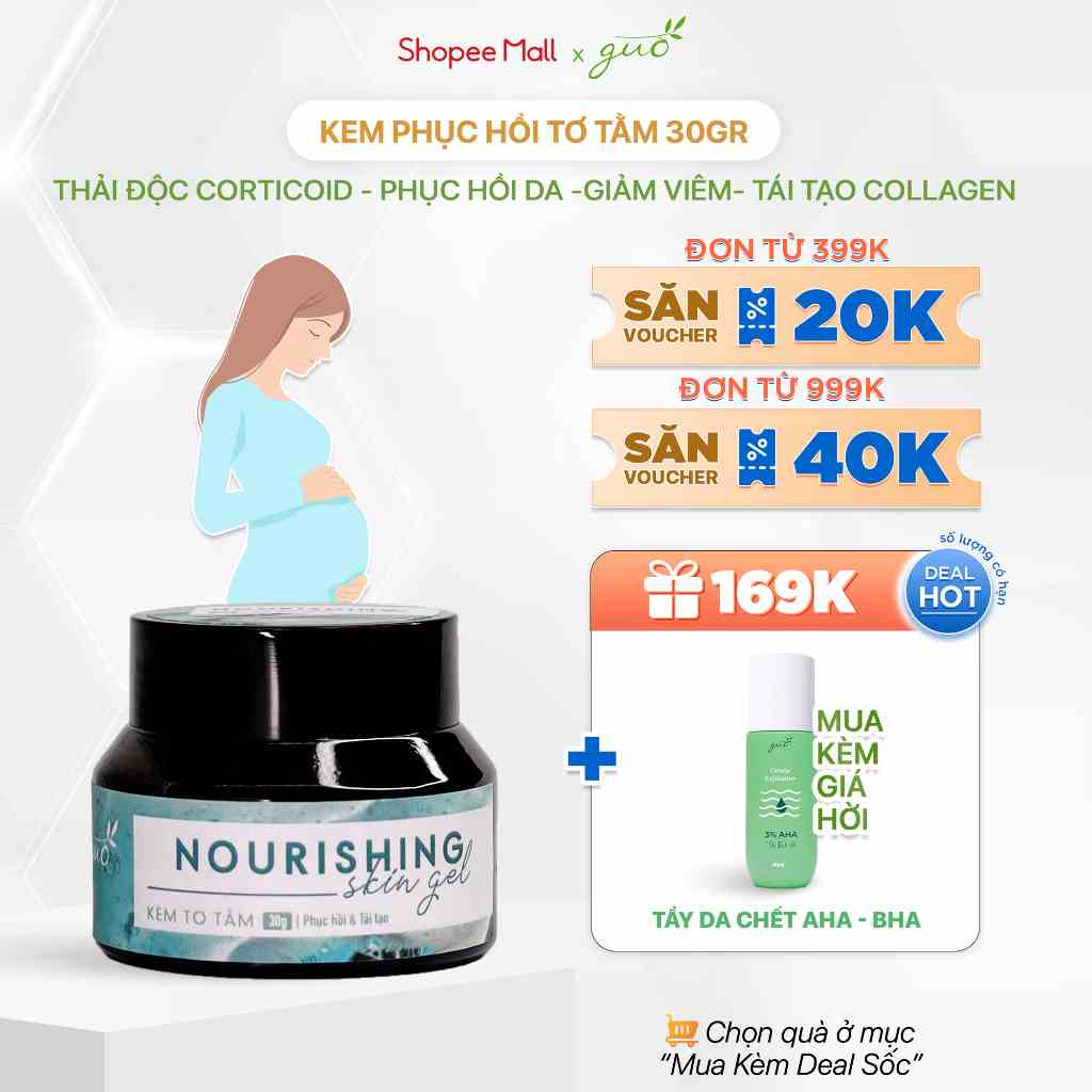 Kem Phục Hồi Thải Corticoid Cho Bà Bầu Tái Tạo Collagen, Làm Dịu Da- Nourishing Skin Gel GUO 30gr