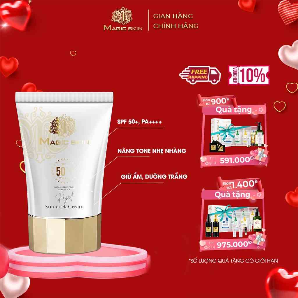 Kem chống nắng thảo dược Magic Skin Royal Sunblock Cream SPF 50+ dung tích 50ml Mã 184