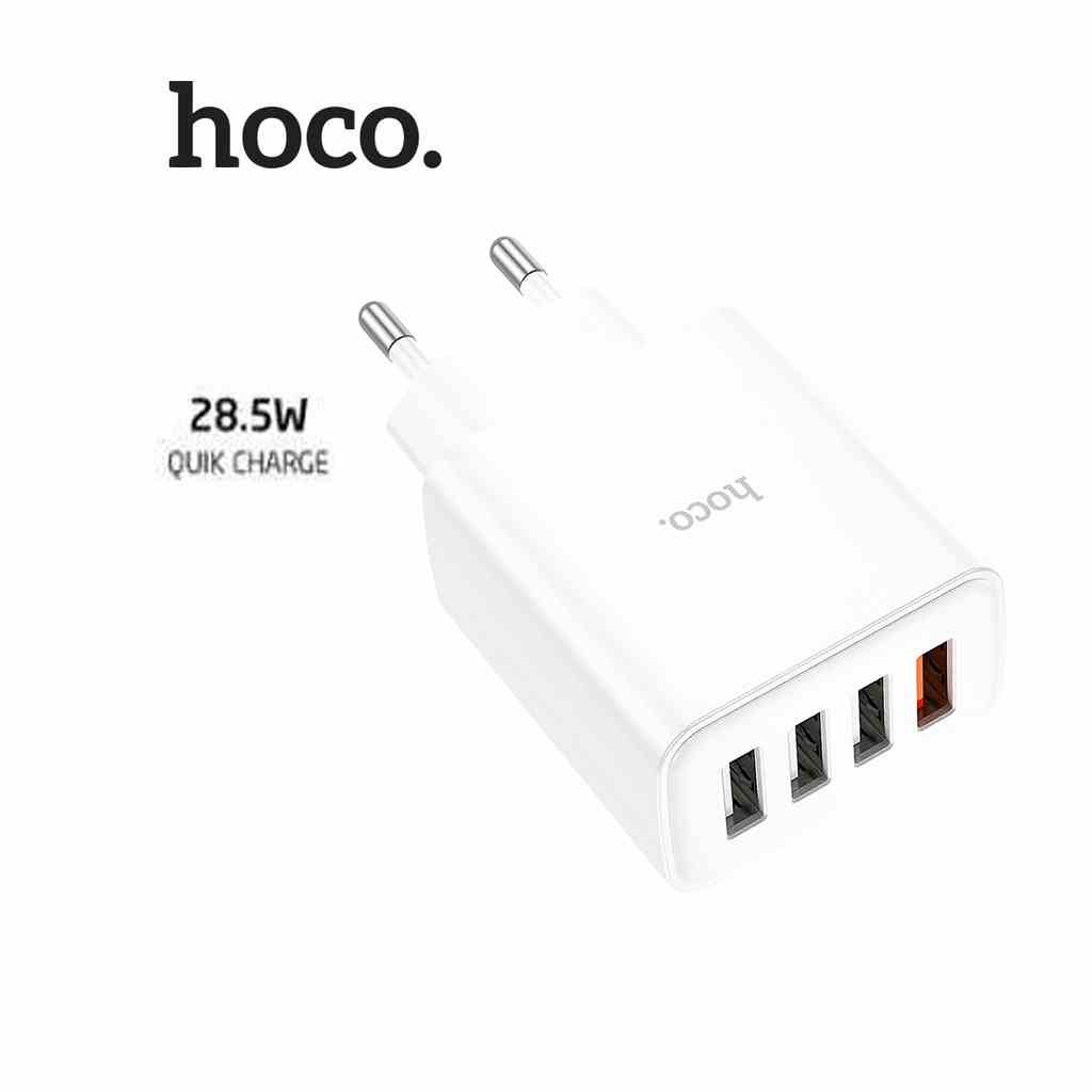 Củ sạc chân tròn Hoco C102A sạc nhanh 28.5W 4 cổng USB , QC3.0 sạc nhiều thiết bị cùng lúc