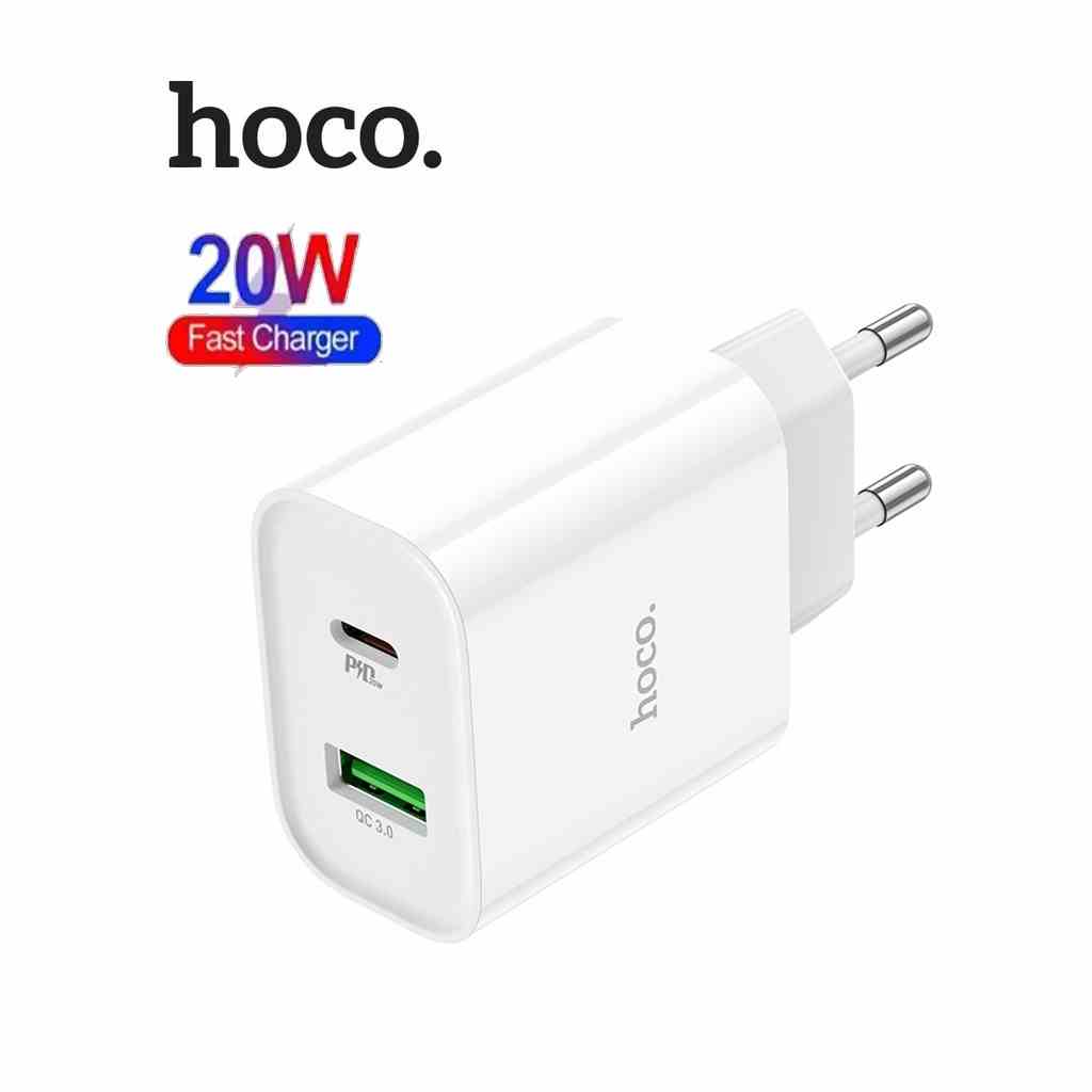 Củ sạc Hoco C80A Plus sạc nhanh PD20W cổng Type-C và USB chân tròn tiêu chuẩn ( Trắng )