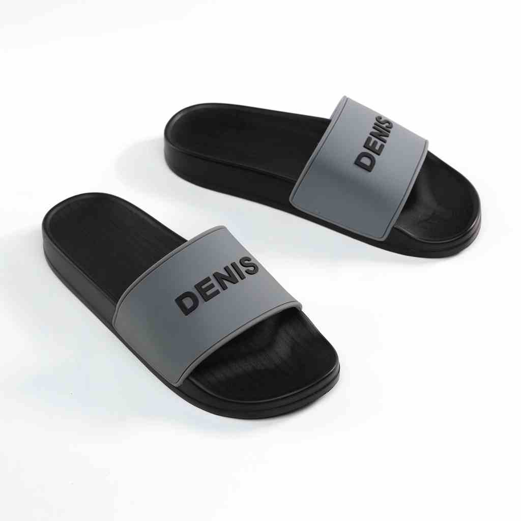 Dép quai ngang Denis Unisex Slipper DN11  Fullbox đế đen quai xám thời trang Ngoài trời