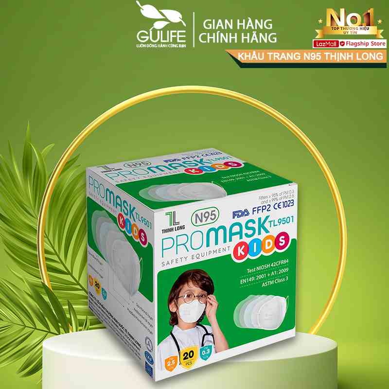 Khẩu Trang N95 Promask Thịnh Long người lớn & trẻ em (có Sticker) Chất lượng chuẩn châu âu & Hoa kỳ 5 lớp FFP2 CE1023