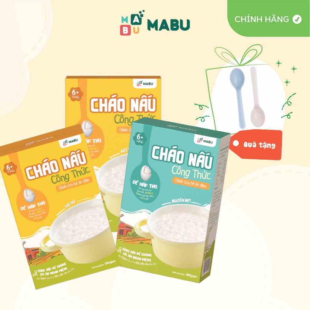 Combo ăn dặm Mabu tăng thô tháng 9 - 10 (2 cháo hạt vỡ  900g + 1 cháo nguyên hạt 900g), bột cháo nấu ăn dặm cho bé