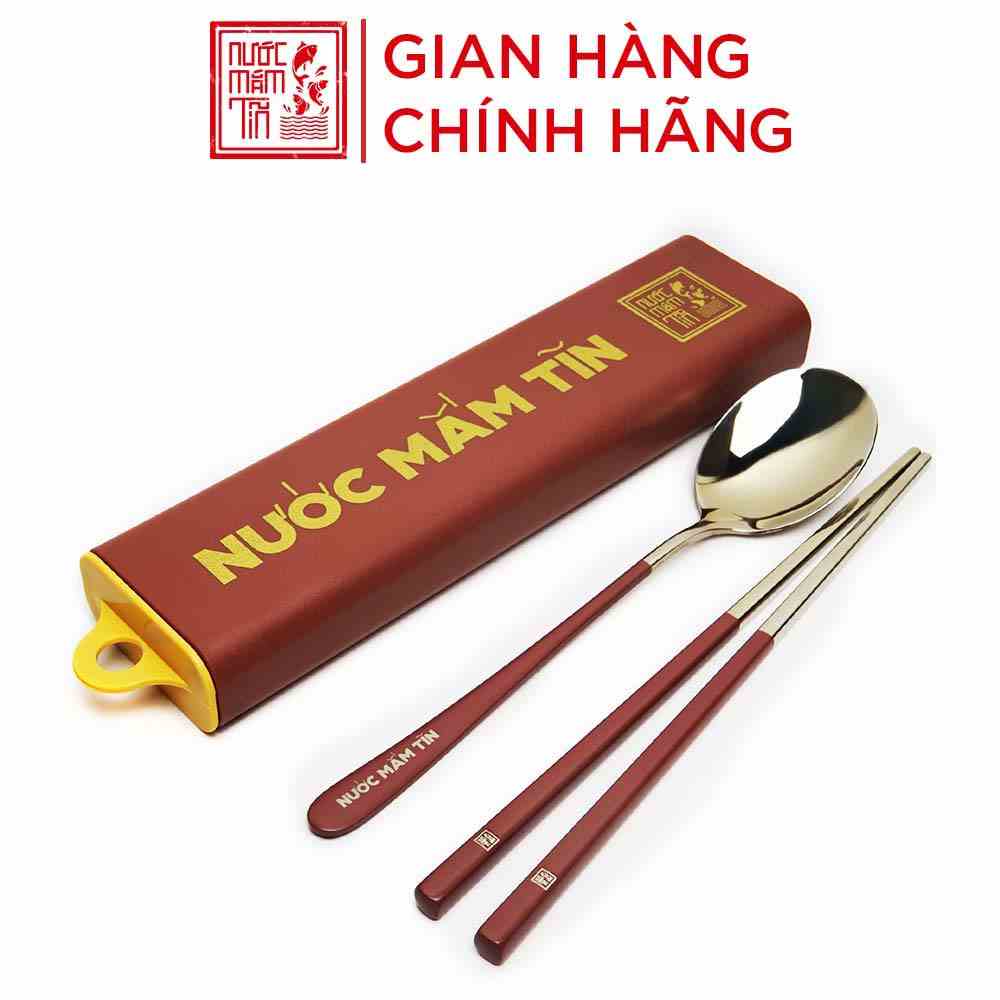 [HN] Bộ muỗng đũa Inox cao cấp không gỉ kèm hộp sang trọng Nước Mắm Tĩn du lịch, văn phòng an toàn, tiện