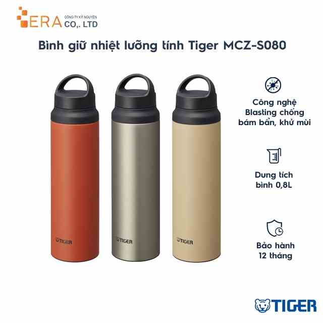 [Mã BMLTA35 giảm đến 35K đơn 99K] Bình giữ nhiệt lưỡng tính Tiger MCZ-S080 dung tích 800ml