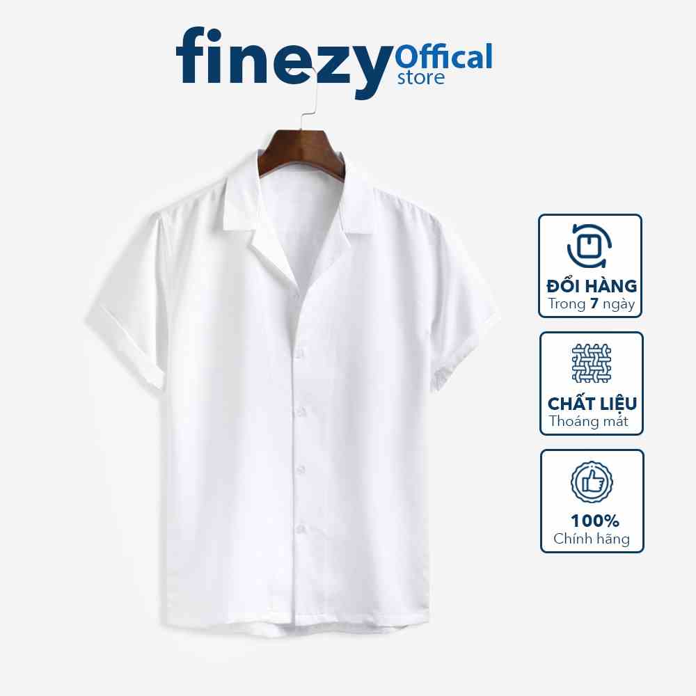 [Mã BMLTB200 giảm đến 100K đơn 499K] Áo sơ mi nam nữ màu trắng cộc tay cổ vest Finezy, vải cotton, thoáng mát trẻ trung