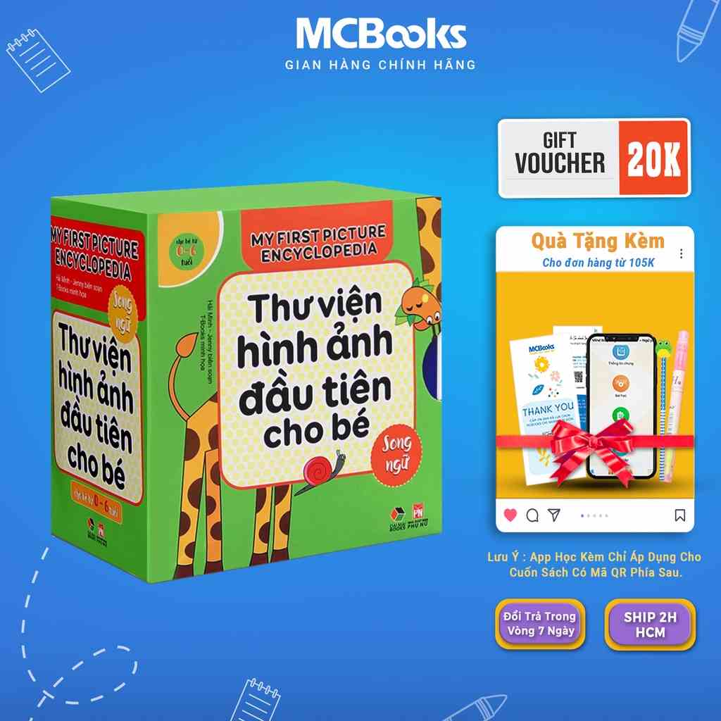 Sách - Bộ Hộp Thư Viện Hình Ảnh Đầu Tiên Cho Bé Từ 0 - 6 Tuổi - Song Ngữ Việt Anh Mcbooks