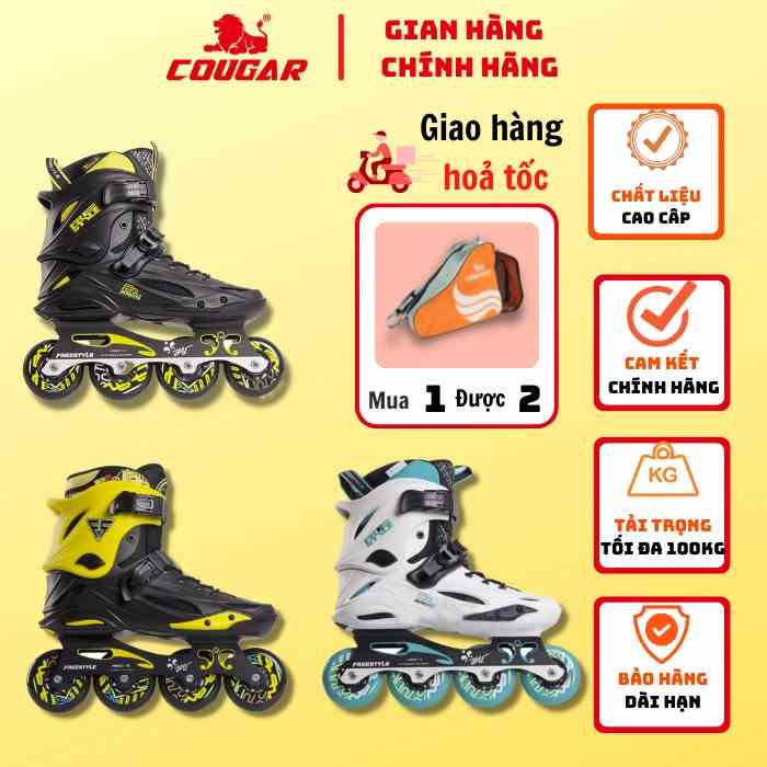 Giày Patin Người Lớn Cougar Freestyle M1, Tặng Kèm Túi Đựng Chuyên Dụng