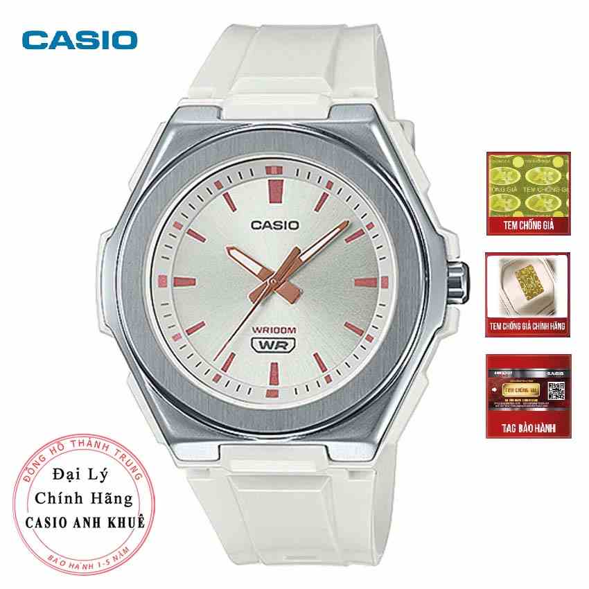 Đồng Hồ Nữ Casio LWA-300H-7EVDF dây vỏ trắng viền kim loại cỡ mặt 42mm