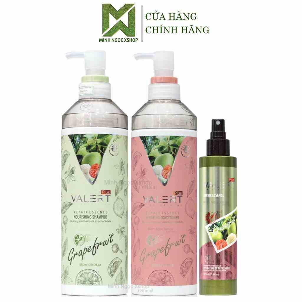 Dầu gội xả bưởi chống rụng kích thích mọc tóc VALERT GRAPEFRUIT 850ml tặng xịt bưởi Valert 220ML