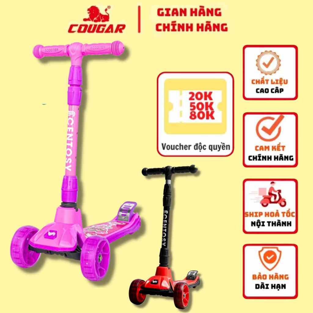 Xe Scooter Cougar-Centosy S1 Cho Bé, Bánh Xe Có Đen Led, Có 2 Màu Cho Bé Lựa Chọn