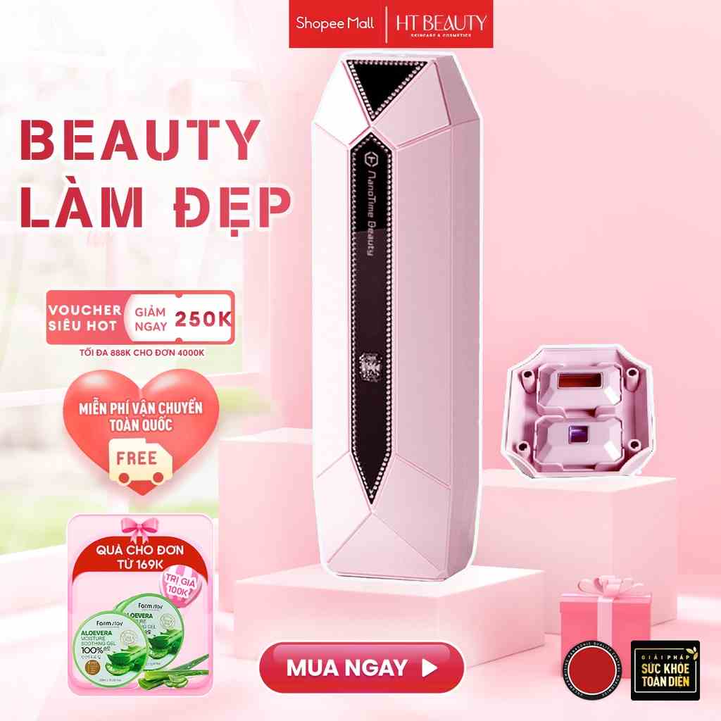 Máy triệt lông trẻ hóa da công nghệ IPL đá sapphire lạnh Nanotime B65pro của nhà HT Beauty, triệt lông vĩnh viễn tại nhà