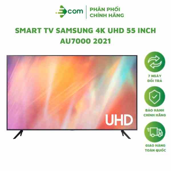 55AU7000 - Smart Tivi Samsung 4K UHD 55 Inch UA55AU7000KXXV Mới 2021