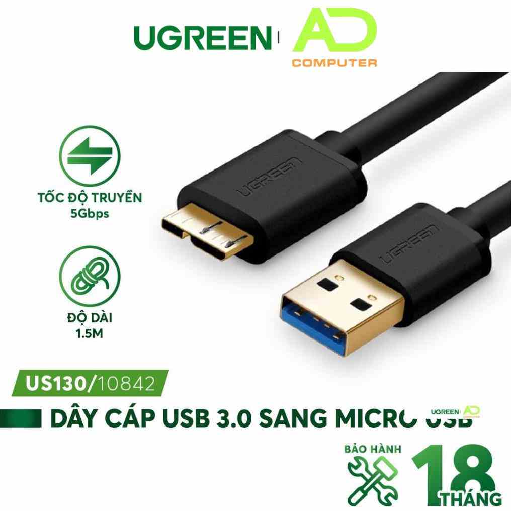 [Mã BMLTB35 giảm đến 35K đơn 99K] Dây Micro USB 3.0 mạ vàng dài từ 0.25-2m UGREEN US130 dạng dây dẹt và tròn