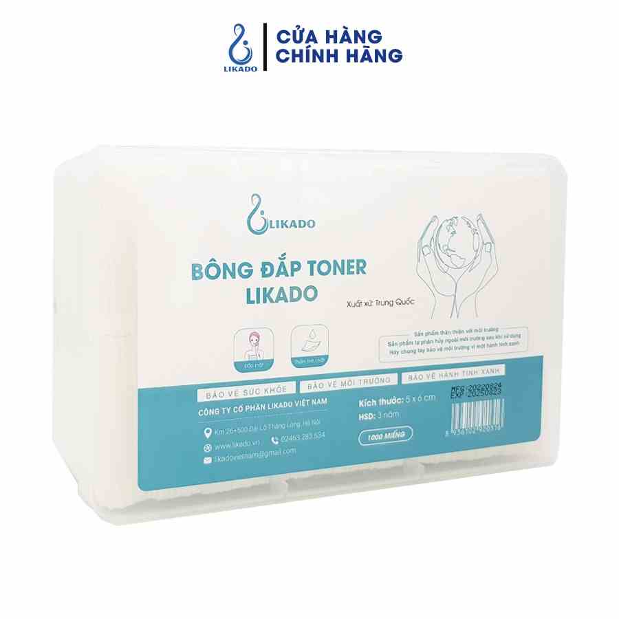 Bông đắp toner lotion mask Likado 1000 miếng cotton mềm (1 hộp)