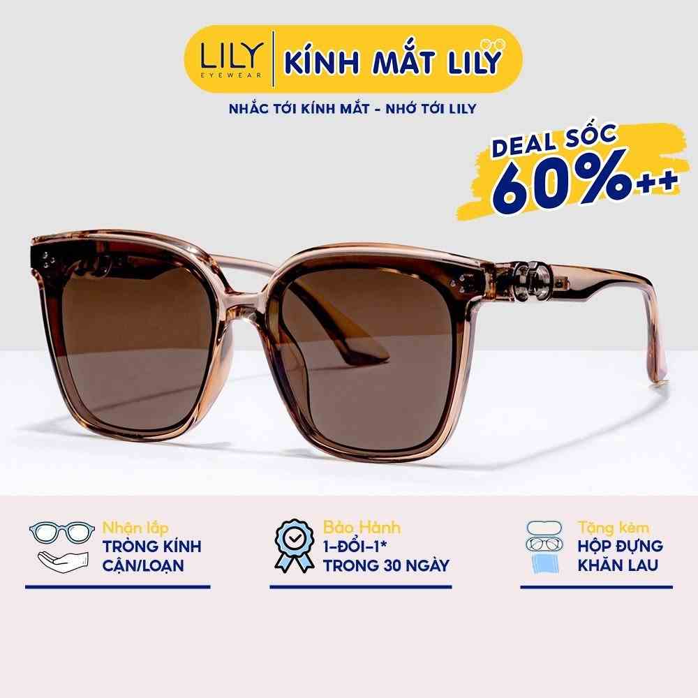 Kính râm nam nữ LILYEYEWEAR mắt vuông to chống UV400 bảo vệ mắt càng kính thời trang KC343