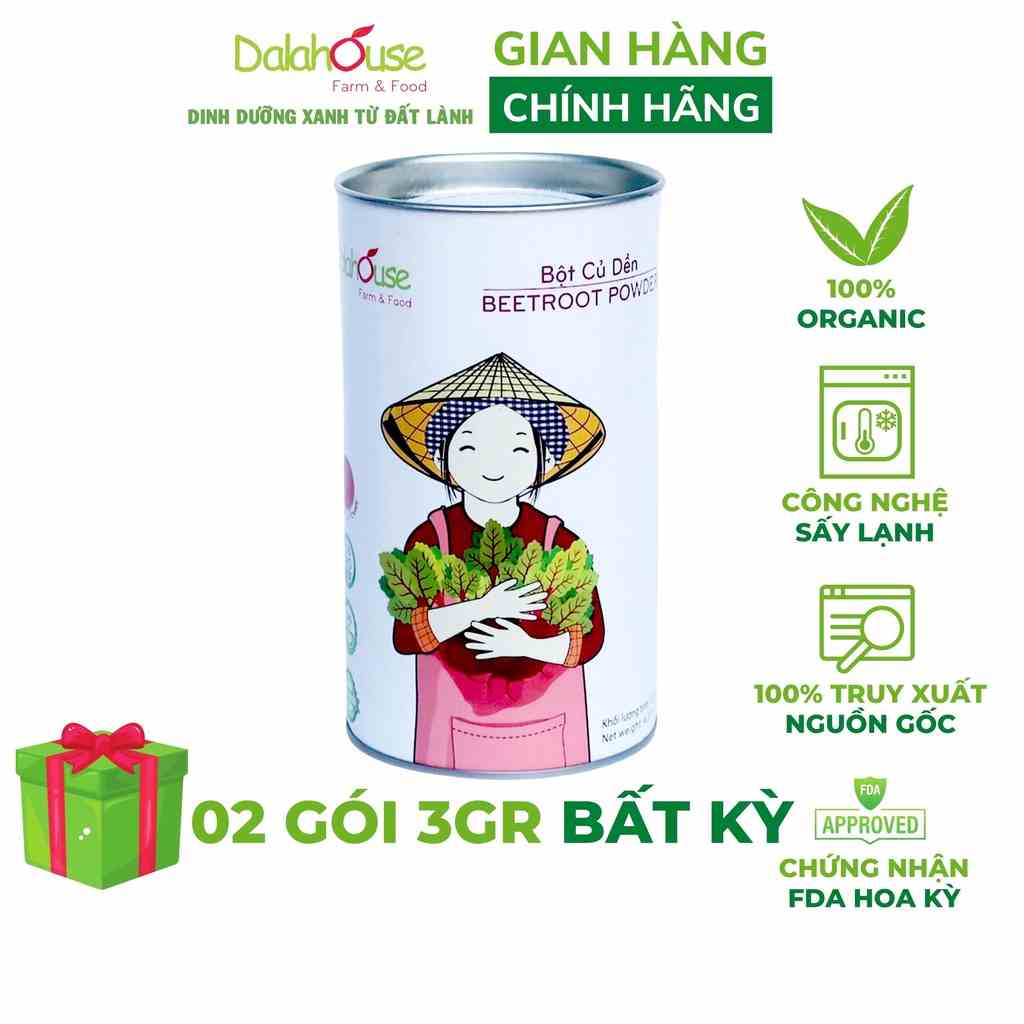 Bột củ dền nguyên chất Dalahouse bổ máu, công nghệ sấy lạnh tiêu chuẩn Châu Âu hộp 120 gr